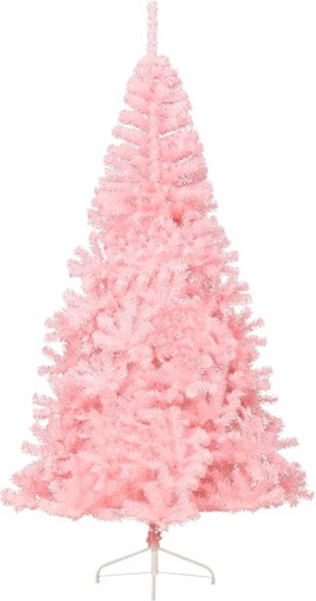 vidaXL Kunstkerstboom half 240 cm roze PVC met standaard