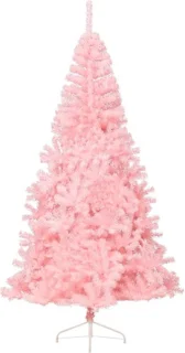 vidaXL Kunstkerstboom half 240 cm roze PVC met standaard