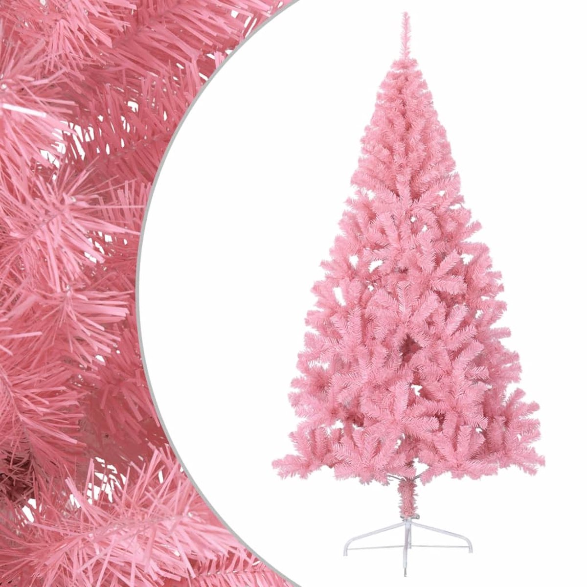 vidaXL Kunstkerstboom half 240 cm roze PVC met standaard