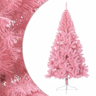 vidaXL Kunstkerstboom half 240 cm roze PVC met standaard