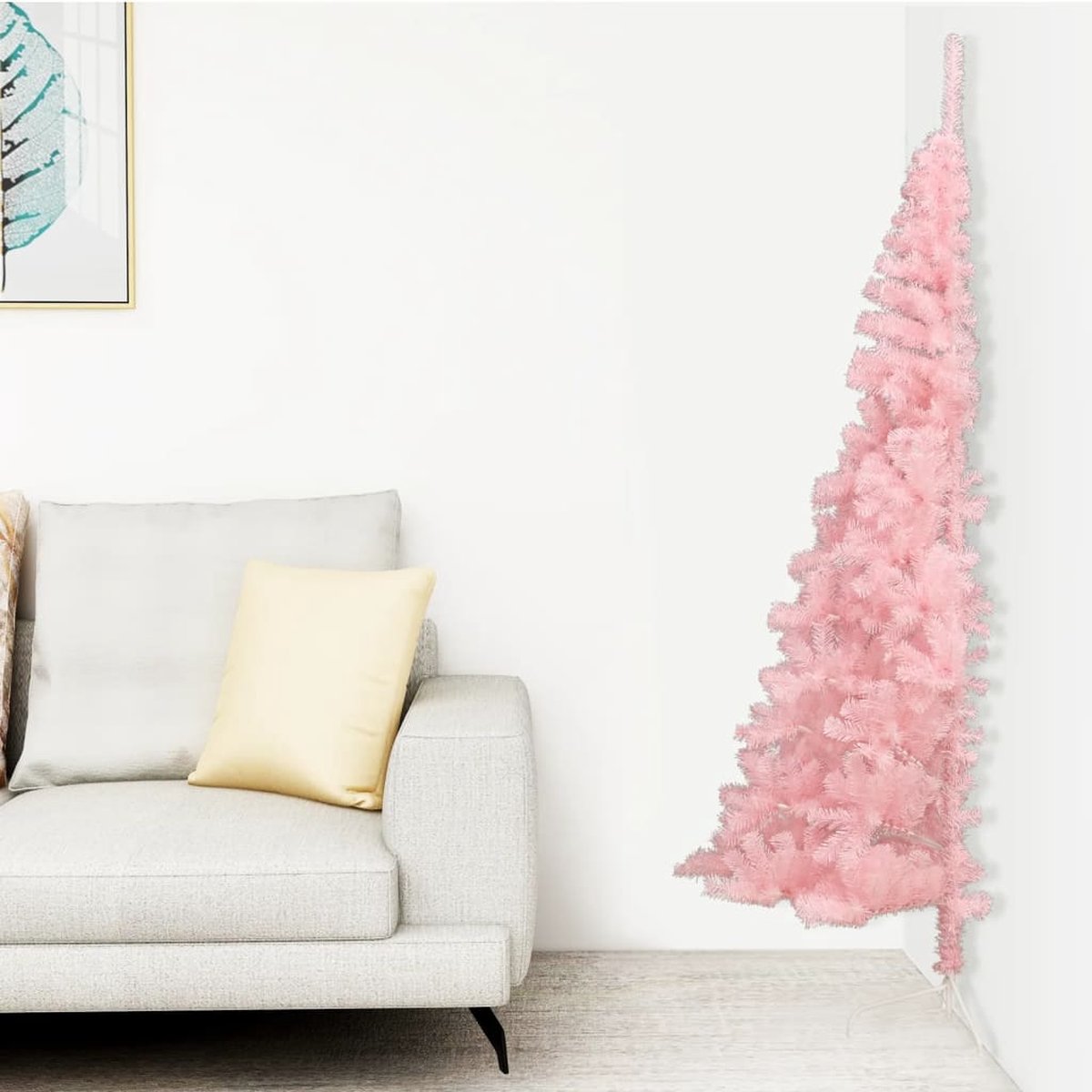 vidaXL Kunstkerstboom half 240 cm roze PVC met standaard