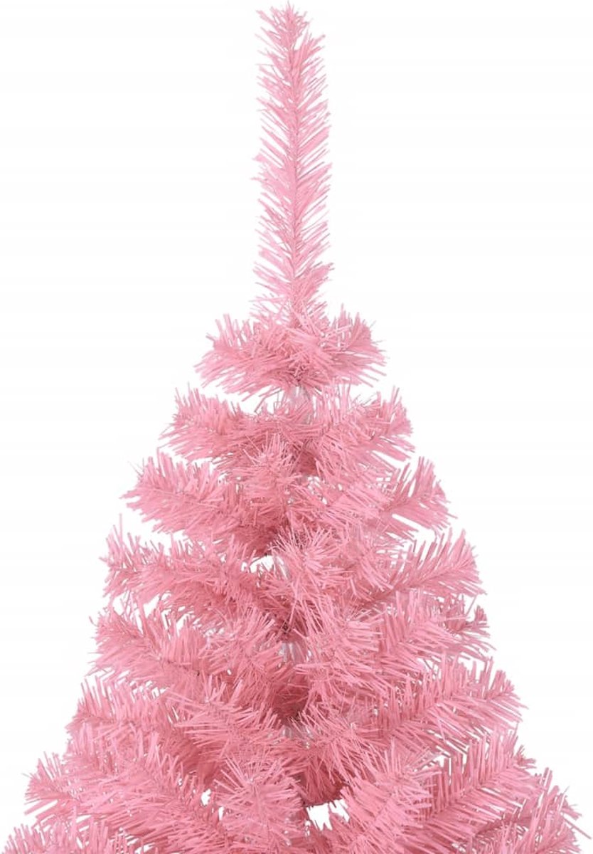vidaXL Kunstkerstboom half 240 cm roze PVC met standaard