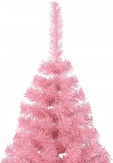 vidaXL Kunstkerstboom half 240 cm roze PVC met standaard