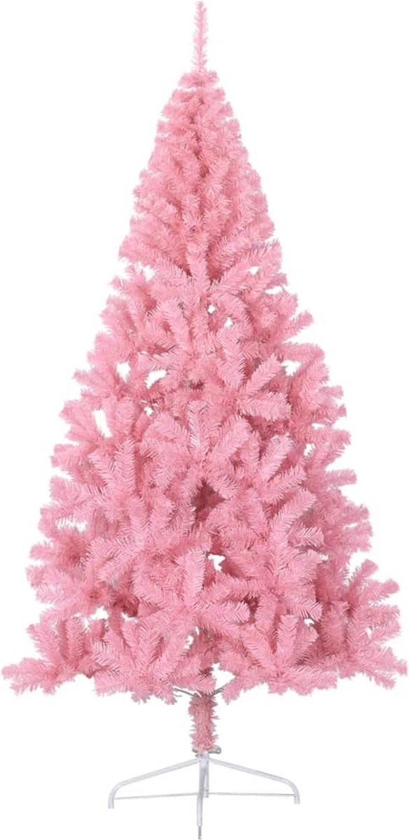 vidaXL Kunstkerstboom half 240 cm roze PVC met standaard