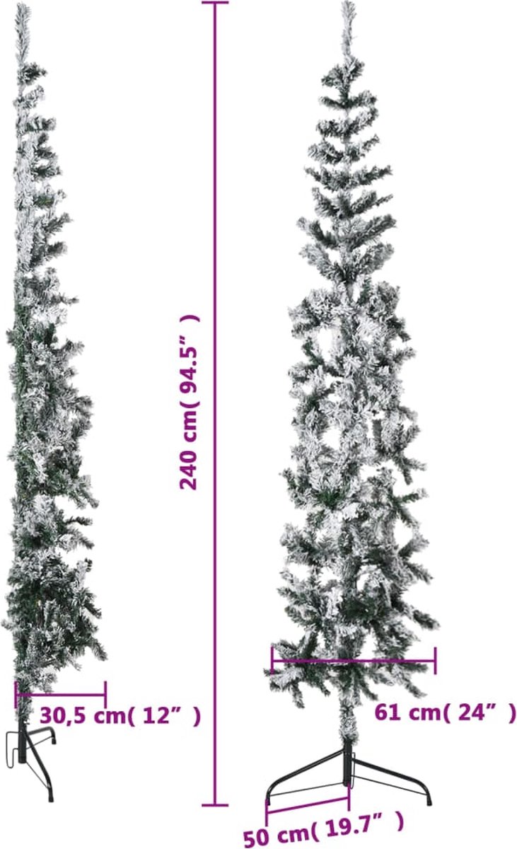 vidaXL Kunstkerstboom Half 240 cm Sneeuw