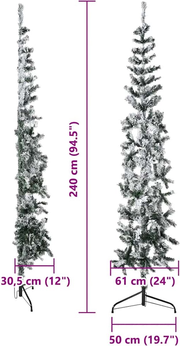 vidaXL Kunstkerstboom Half 240 cm Sneeuw