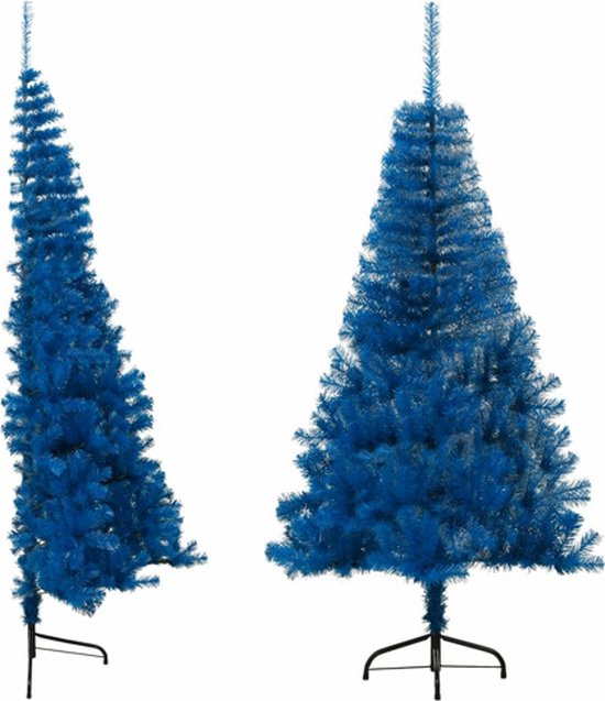vidaXL Kunstkerstboom half blauw 180 cm met standaard PVC
