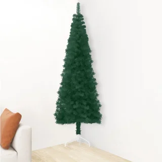 vidaXL Kunstkerstboom half groen 120 cm met standaard smal