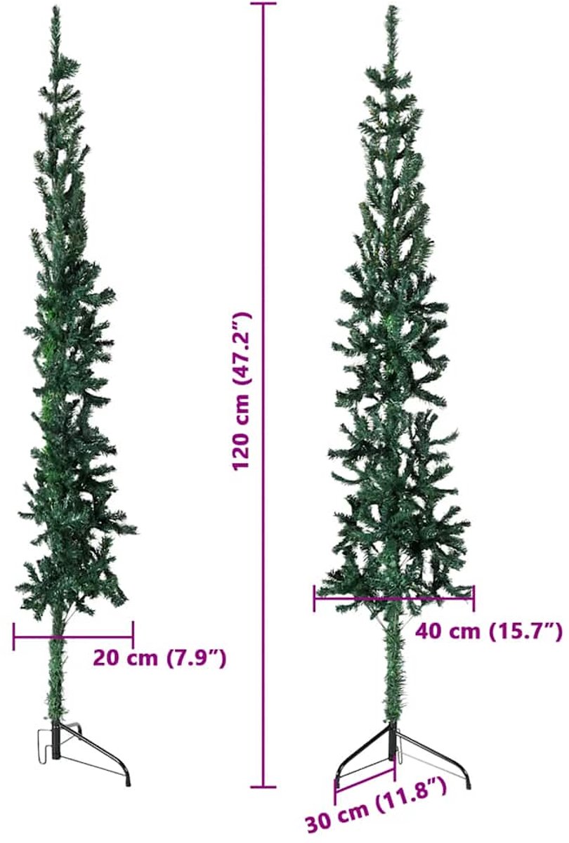 vidaXL Kunstkerstboom half groen 120 cm met standaard smal