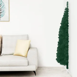 vidaXL Kunstkerstboom half groen 120 cm met standaard smal