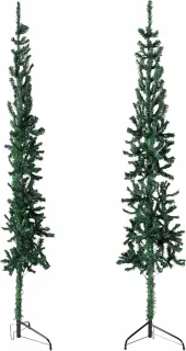 vidaXL Kunstkerstboom half groen 120 cm met standaard smal