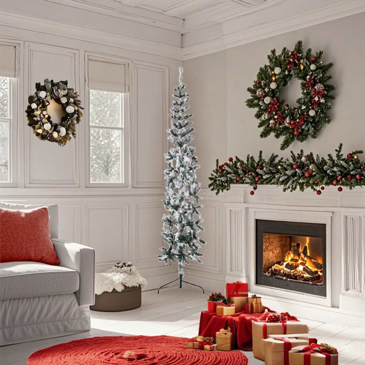 vidaXL Kunstkerstboom half met sneeuw 180 cm
