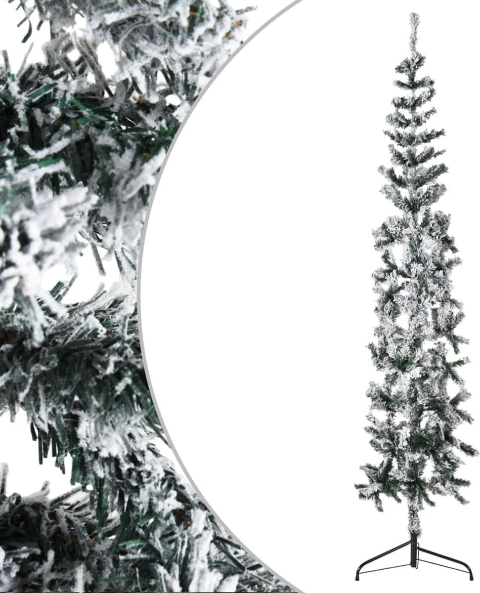 vidaXL Kunstkerstboom half met sneeuw 180 cm