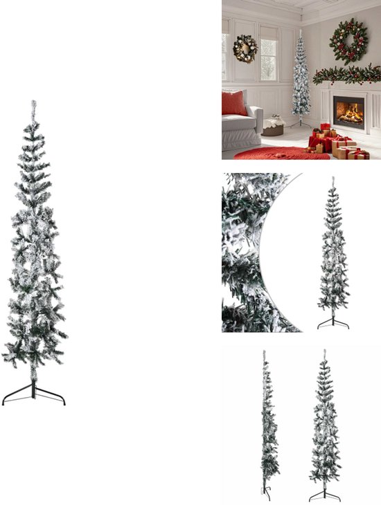 vidaXL Kunstkerstboom half met sneeuw 180 cm