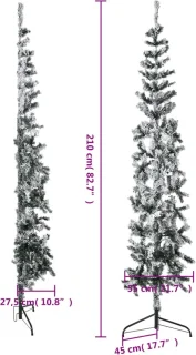 vidaXL Kunstkerstboom half met sneeuw 210 cm