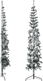 vidaXL Kunstkerstboom half met sneeuw 210 cm