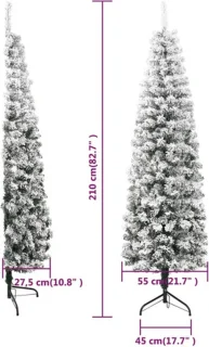 vidaXL Kunstkerstboom half met sneeuw 210 cm