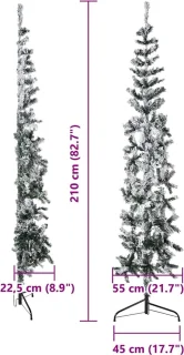 vidaXL Kunstkerstboom half met sneeuw 210 cm