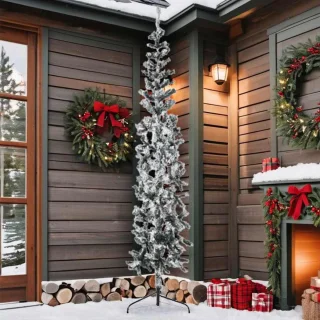 vidaXL Kunstkerstboom half met sneeuw 210 cm
