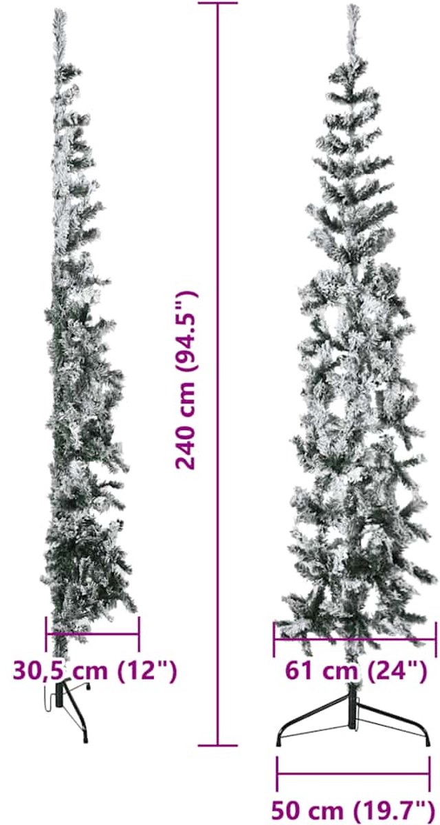 vidaXL Kunstkerstboom Half met Sneeuw 240 cm