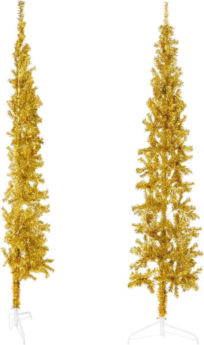 vidaXL Kunstkerstboom half met standaard 240 cm goud