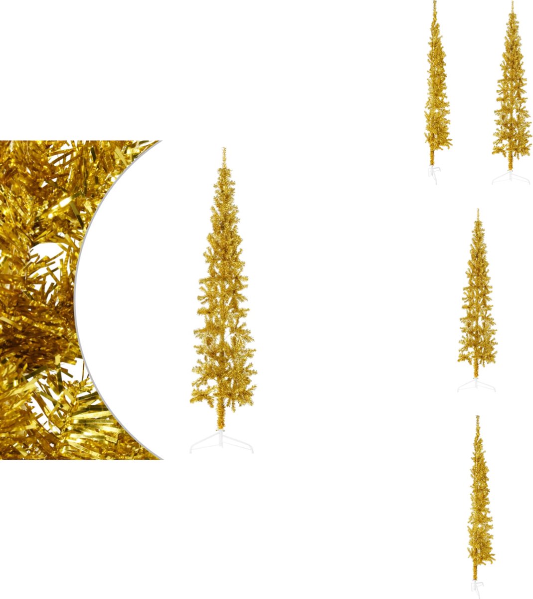 vidaXL Kunstkerstboom half met standaard 240 cm goud