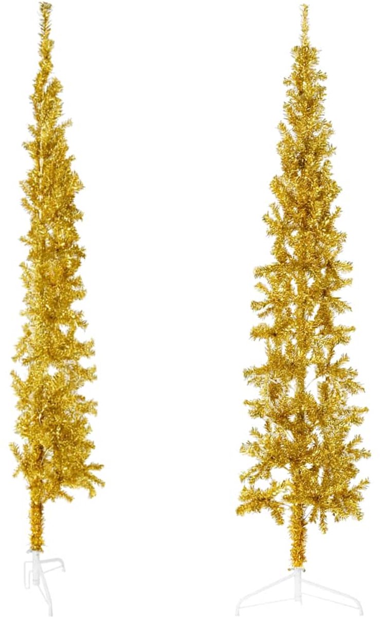 vidaXL Kunstkerstboom half met standaard 240 cm goud