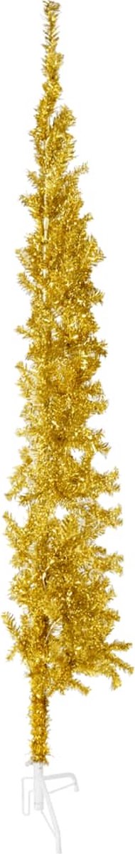 vidaXL Kunstkerstboom half met standaard 240 cm goud