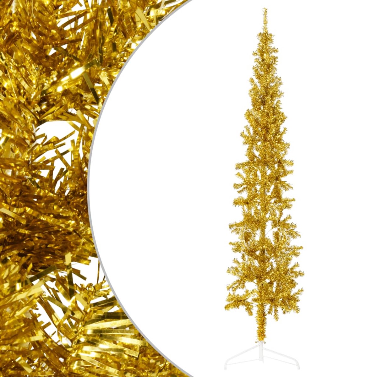 vidaXL Kunstkerstboom half met standaard 240 cm goud