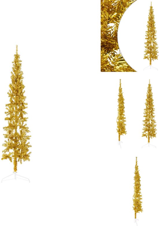 vidaXL Kunstkerstboom half met standaard 240 cm goud