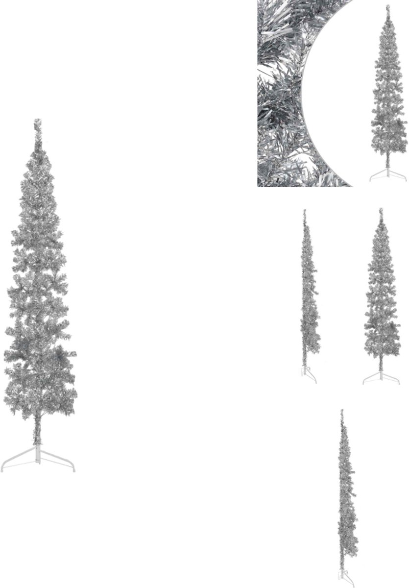 vidaXL Kunstkerstboom half met standaard 240 cm zilverkleurig