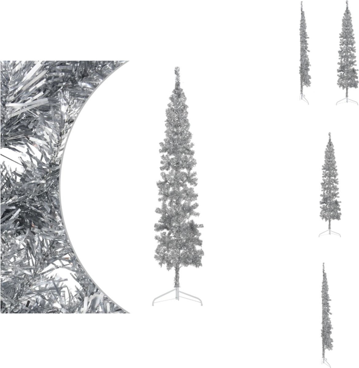 vidaXL Kunstkerstboom half met standaard 240 cm zilverkleurig