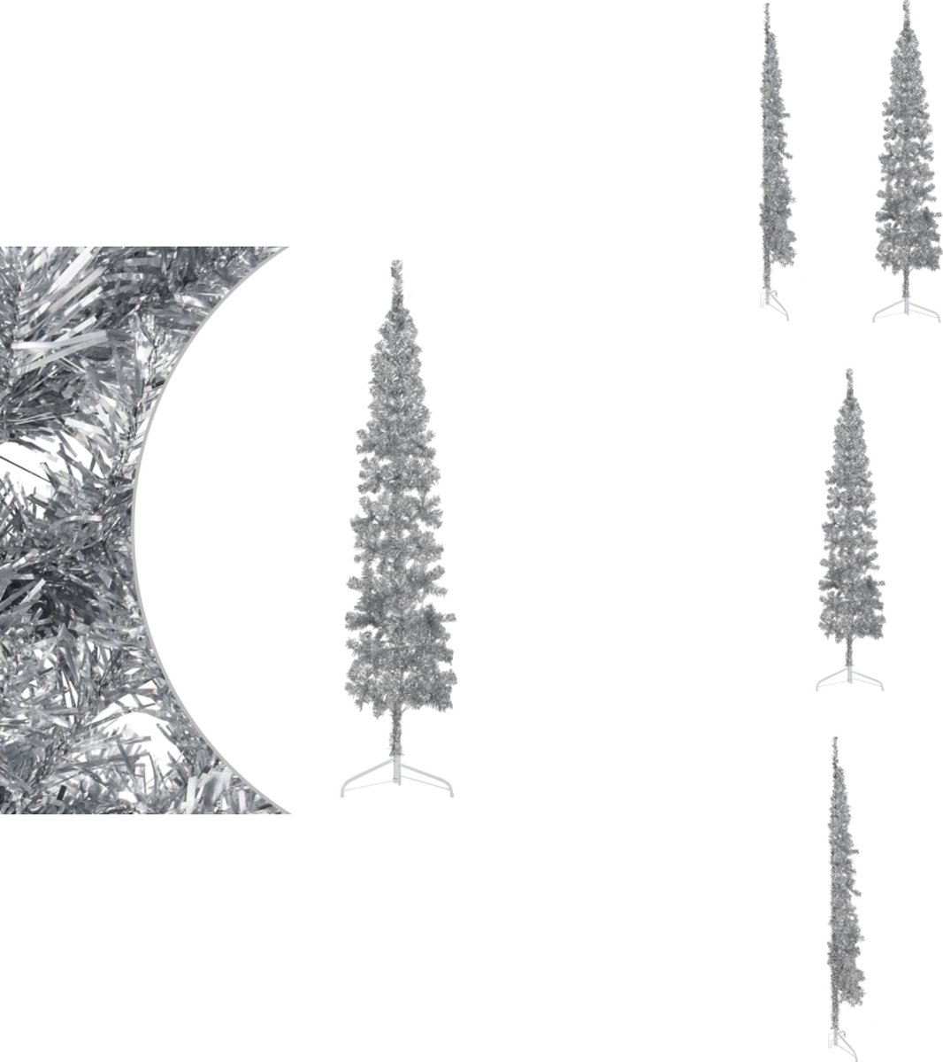 vidaXL Kunstkerstboom half met standaard 240 cm zilverkleurig