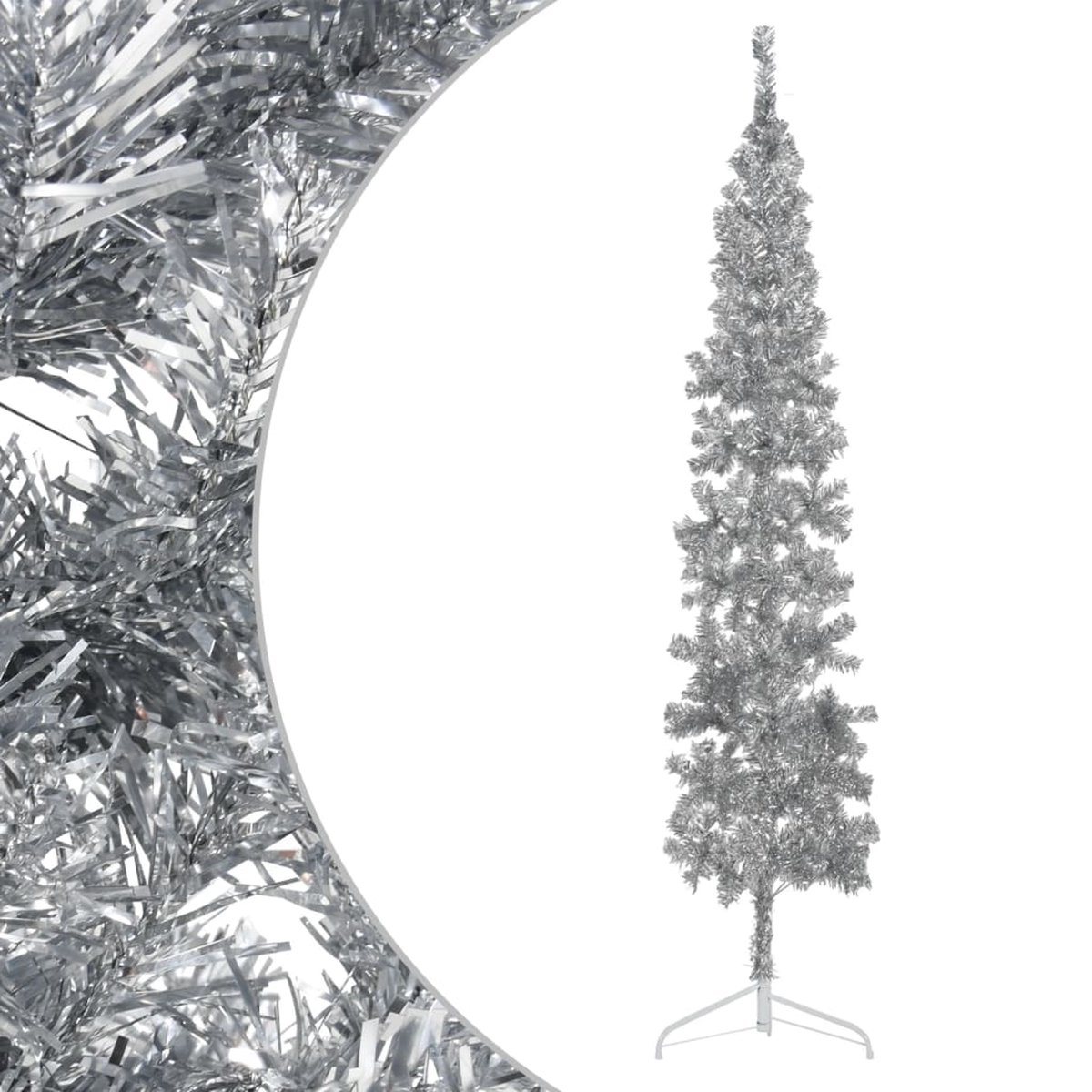 vidaXL Kunstkerstboom half met standaard 240 cm zilverkleurig