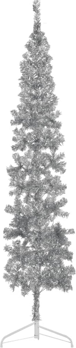vidaXL Kunstkerstboom half met standaard 240 cm zilverkleurig