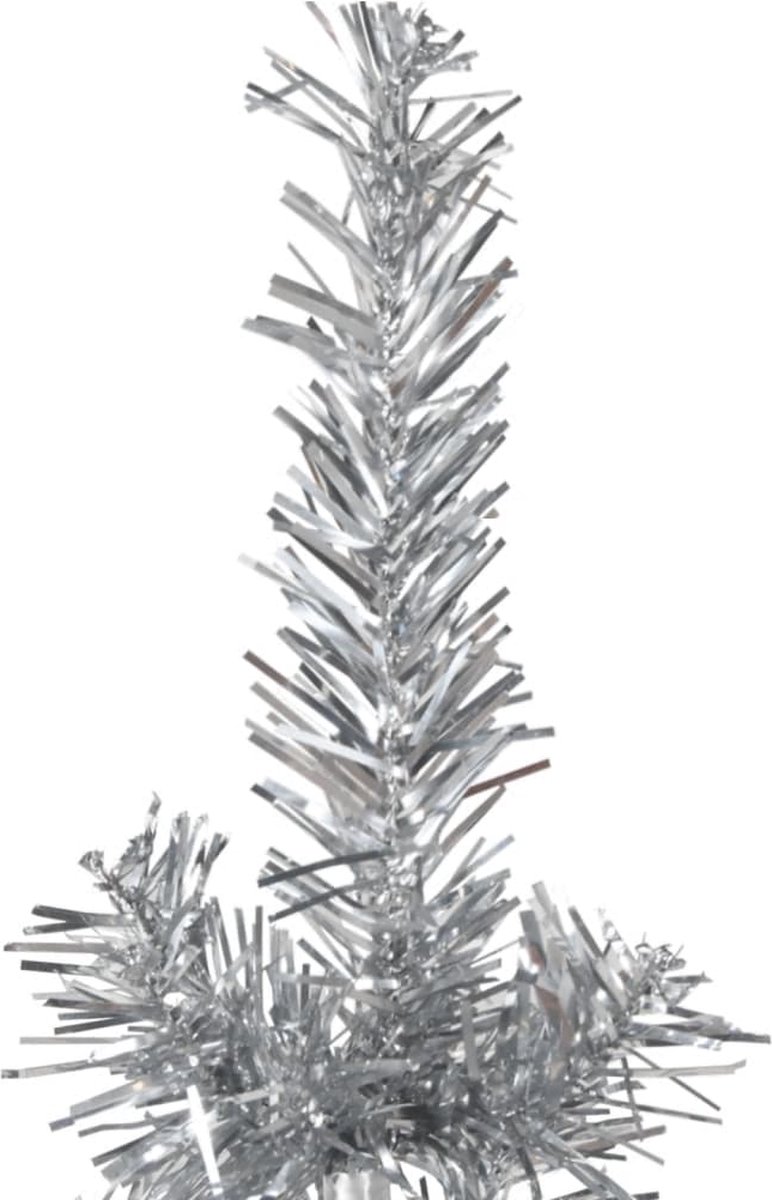vidaXL Kunstkerstboom half met standaard 240 cm zilverkleurig