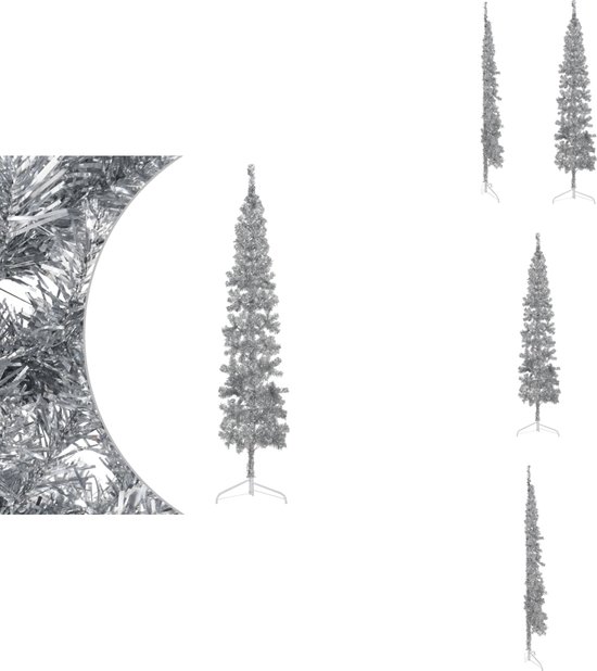 vidaXL Kunstkerstboom half met standaard 240 cm zilverkleurig