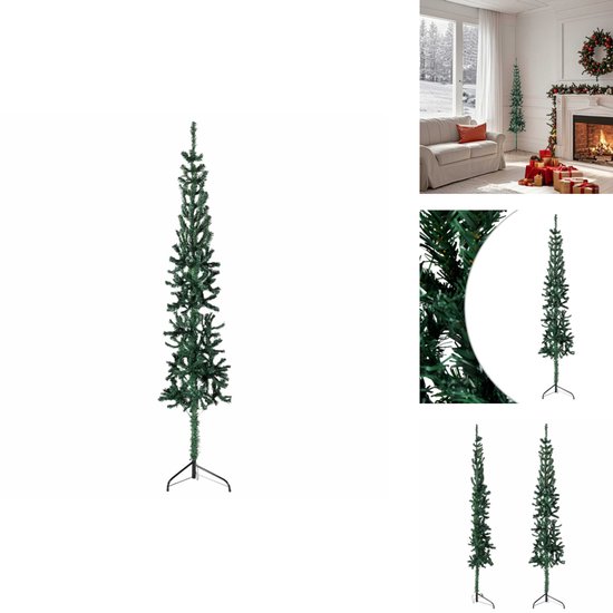 vidaXL Kunstkerstboom Half met Standaard Smal 150 cm Groen