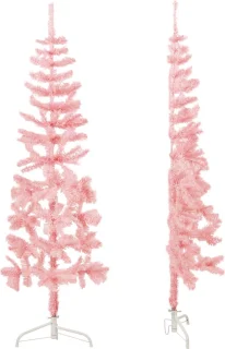 vidaXL Kunstkerstboom half smal 120 cm roze