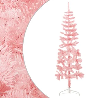 vidaXL Kunstkerstboom half smal 120 cm roze