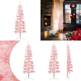 vidaXL Kunstkerstboom half smal 120 cm roze