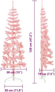 vidaXL Kunstkerstboom half smal 120 cm roze