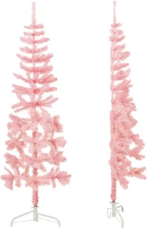 vidaXL Kunstkerstboom half smal 120 cm roze