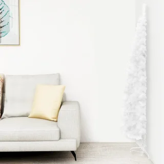 vidaXL Kunstkerstboom Half Smal 120 cm Wit
