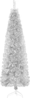 vidaXL Kunstkerstboom Half Smal 150 cm Zilverkleurig