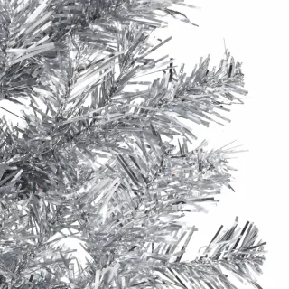 vidaXL Kunstkerstboom Half Smal 150 cm Zilverkleurig