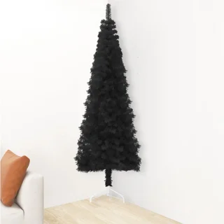 vidaXL Kunstkerstboom half smal 150 cm zwart