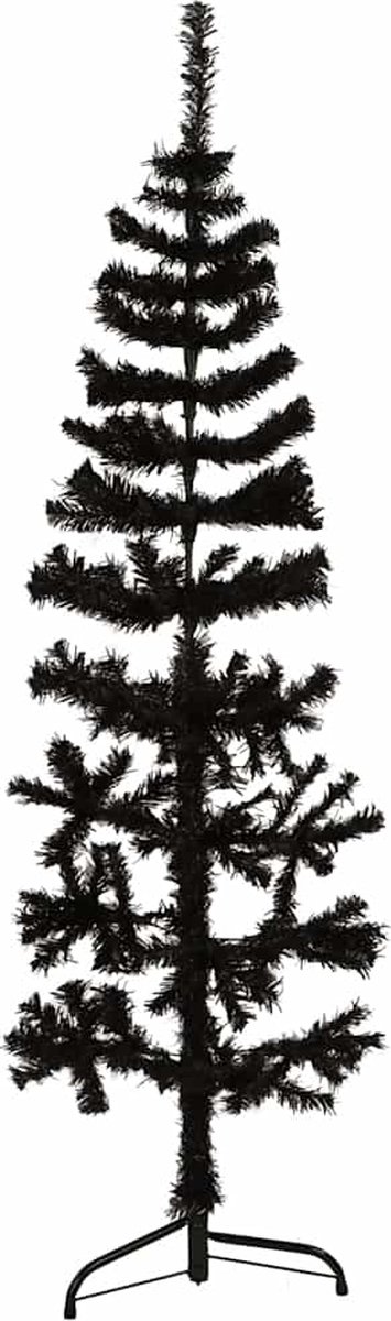 vidaXL Kunstkerstboom half smal 150 cm zwart
