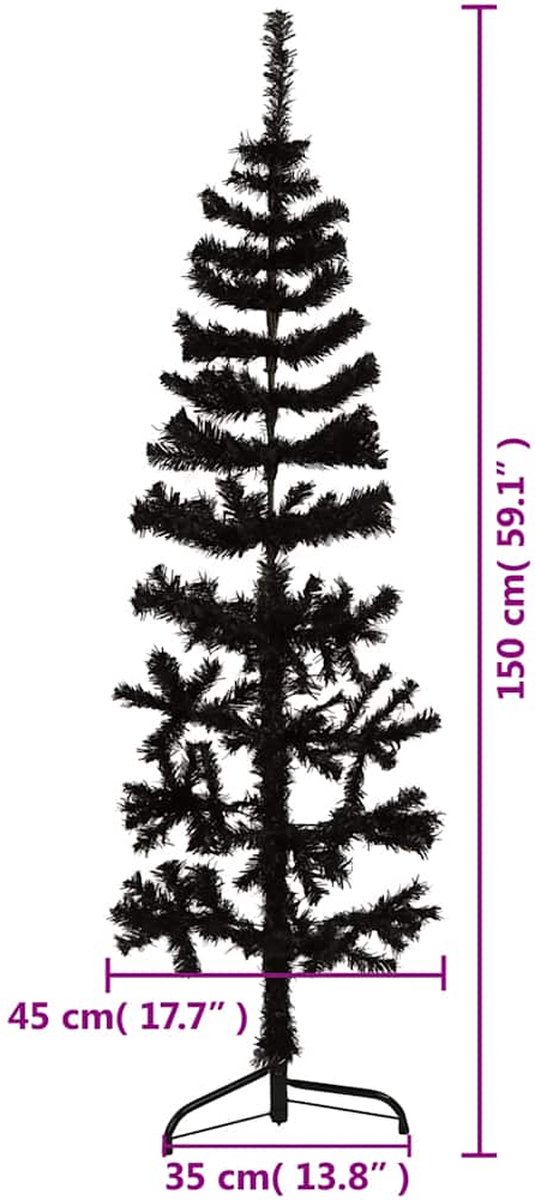 vidaXL Kunstkerstboom half smal 150 cm zwart