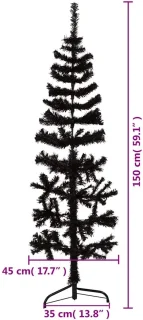 vidaXL Kunstkerstboom half smal 150 cm zwart